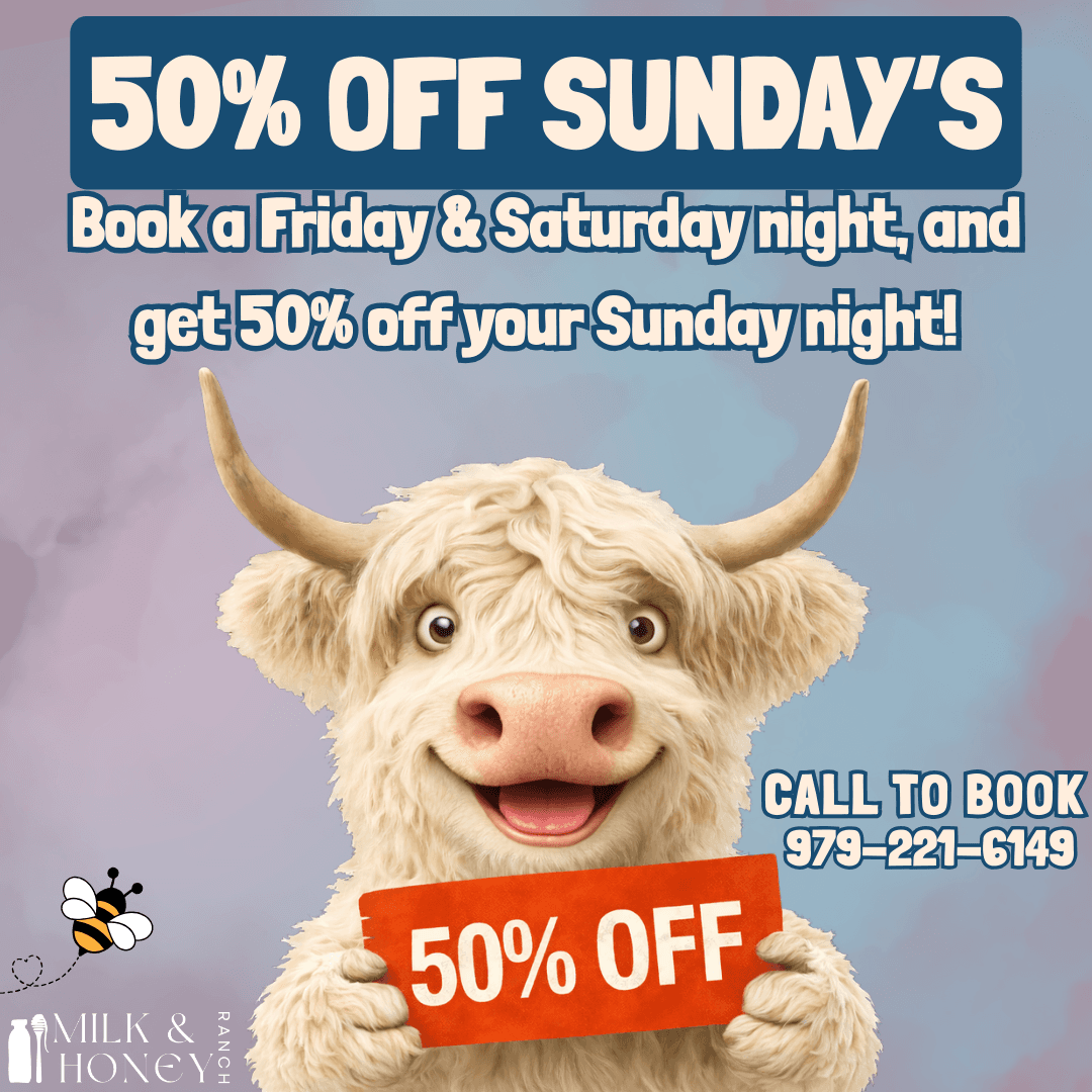 50% off Sunday night at Milk & Honey Ranch